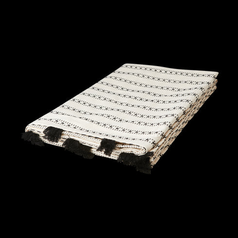 Affari of Sweden GUSTAV Boho Decke, Boho Tischdecke mit Quasten, natur-schwarz, 200x130cm