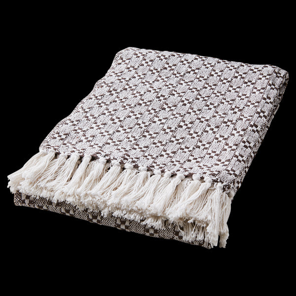 Affari of Sweden ANNA Decke, Boho Plaid braun/weiß, 175x125cm, SECONDLOVE