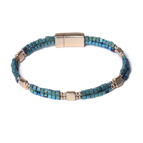 Hippes Armband, türkis, gold mit Magnetverschluss