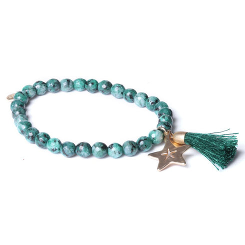 Perlenarmband Naturstein, STAR, grün