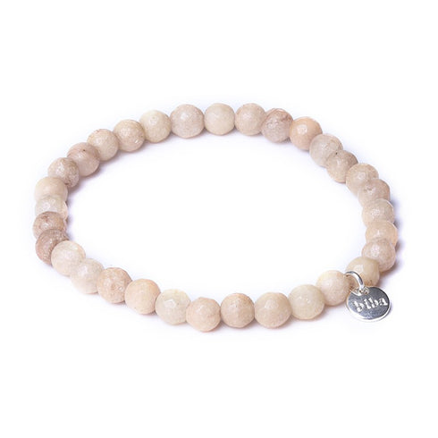 Edles Perlenarmband Naturstein, beige