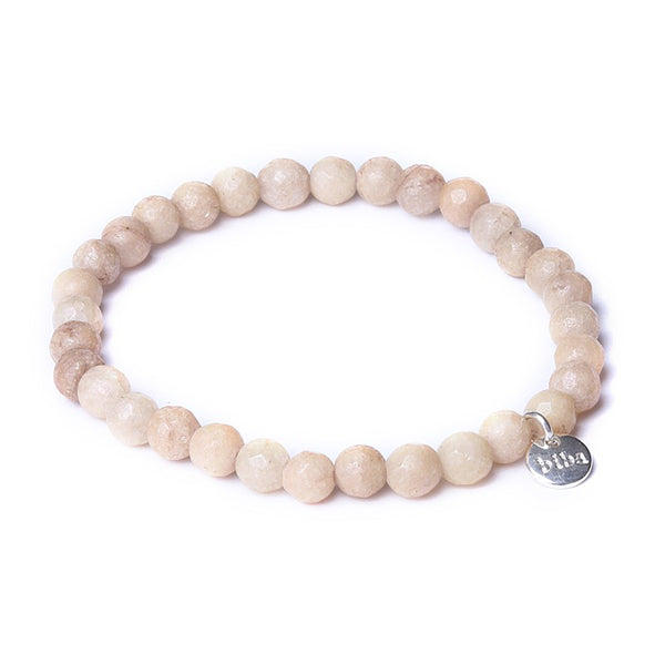 Edles Perlenarmband Naturstein, beige
