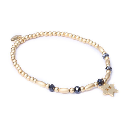 Edles Perlenarmband, Kristall, STAR, gold anthrazit