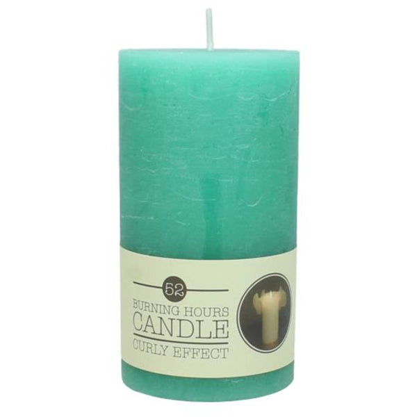 Stumpenkerze rustikal, Vintage, türkis, 13cm