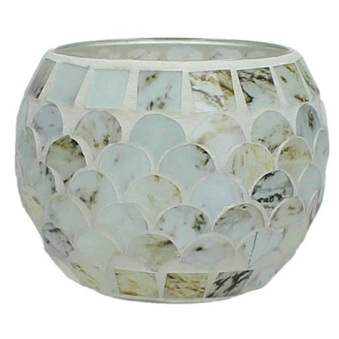 Mosaik Windlicht / Dekoobjekt, Boho, 9cm, beige
