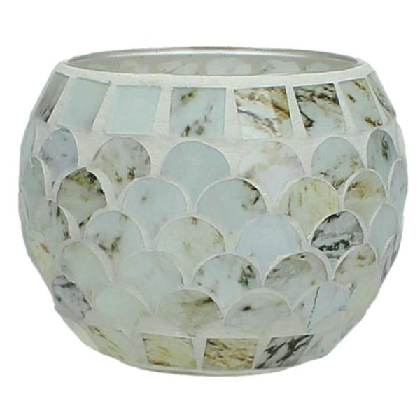 Mosaik Windlicht / Dekoobjekt, Boho, 9cm, beige