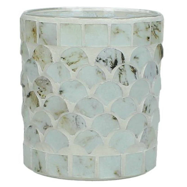 Candle Holder Glass White 9x9x10cm