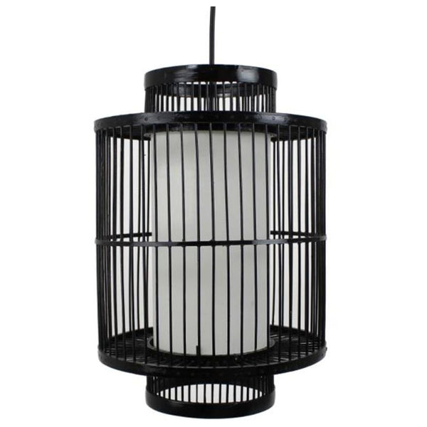 Hängelampe, Deckenlampe, Pendellampe Bambus, schwarz, ASIA