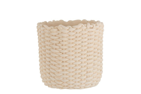Blumentopf, Dekotopf Boho geflochten, creme D30,5 H28cm