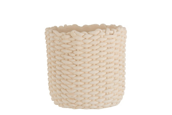 Blumentopf, Dekotopf Boho geflochten, creme D30,5 H28cm