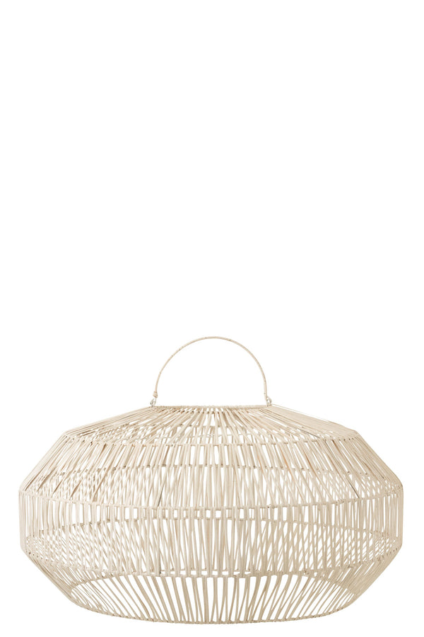 Boho Lampenschirm Rattan, D: 55 H: 30 cm, weiß