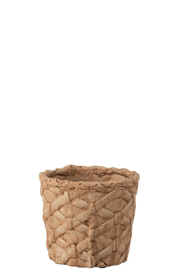 Blumentopf, Dekotopf Shabby Vintage, geflochten, creme-rot D13 H11,5cm