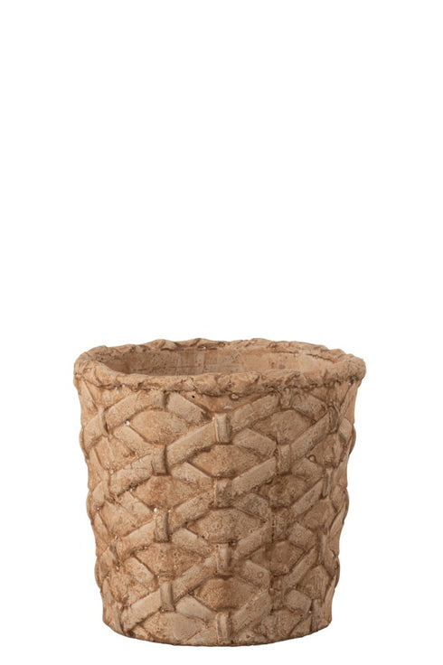 Blumentopf, Dekotopf Shabby Vintage, geflochten, creme-rot D15 H14