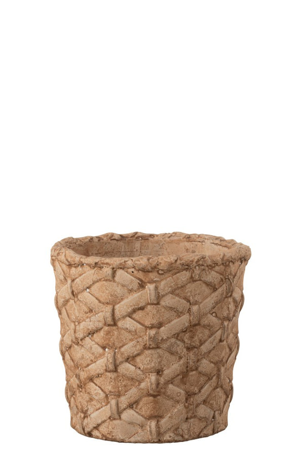 Blumentopf, Dekotopf Shabby Vintage, geflochten, creme-rot D15 H14