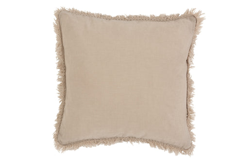 Boho Dekokissen Baumwolle Leinen mit Fransen beige, 45x45cm