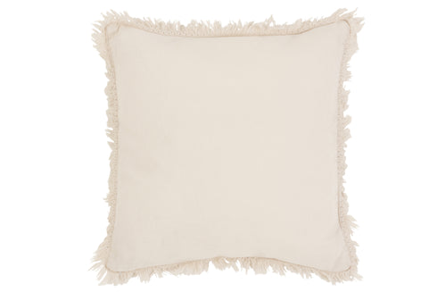 Boho Dekokissen Baumwolle Leinen mit Fransen creme, 45x45cm