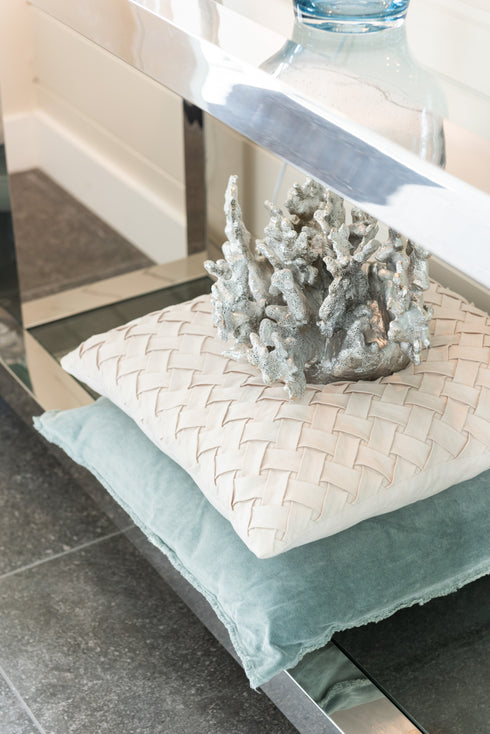 Modernes Dekokissen gewebt creme, 45x45cm