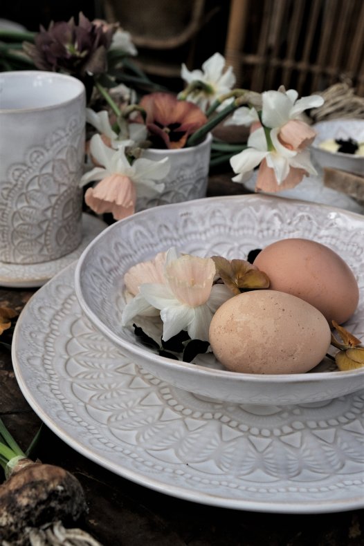 Majas Cottage, Boho Bowl Happiness rund, Suppenteller Schale Mandala, vintage weiß