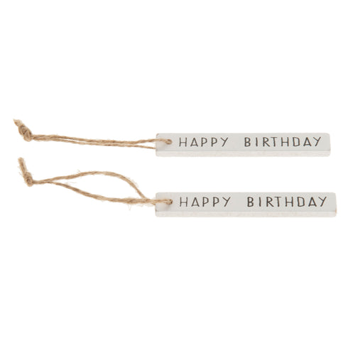 Holzanhänger, Geschenkanhänger, Hängedeko Happy Birthday, weiß, 8,5cm
