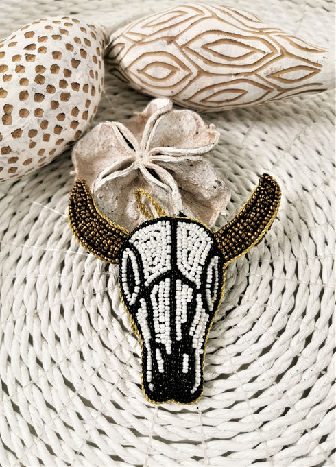 Handbestickte Boho Hängedeko Skull, Boho Anhänger