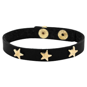 Armband mit goldenen Nieten, STARS, schwarz