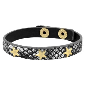 Armband mit goldenen Nieten, STARS, schwarz-silber