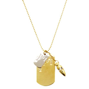 Anhänger Metall TQ ID tag/bullet mit 1.5mm Kugel Kette Goud-Crystal-Antik silber (nickelfrei)