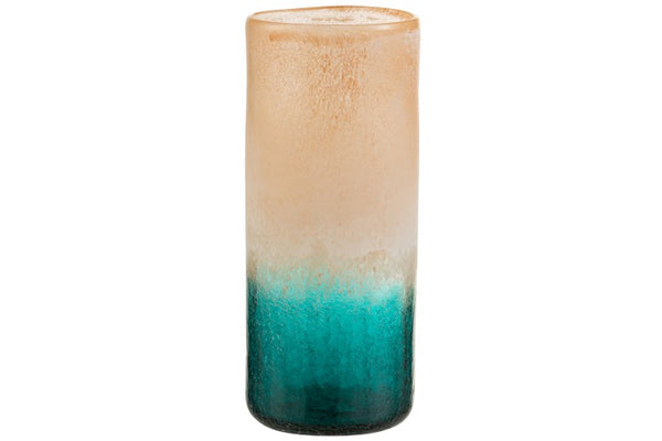 Windlicht Malou groß, Glasvase sand-türkis