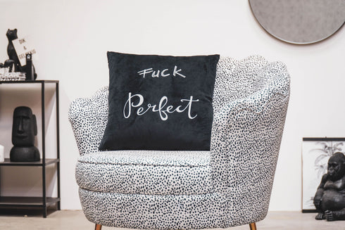 Samtkissen Fuck perfekt, Dekokissen 45x45cm inkl. Füllung