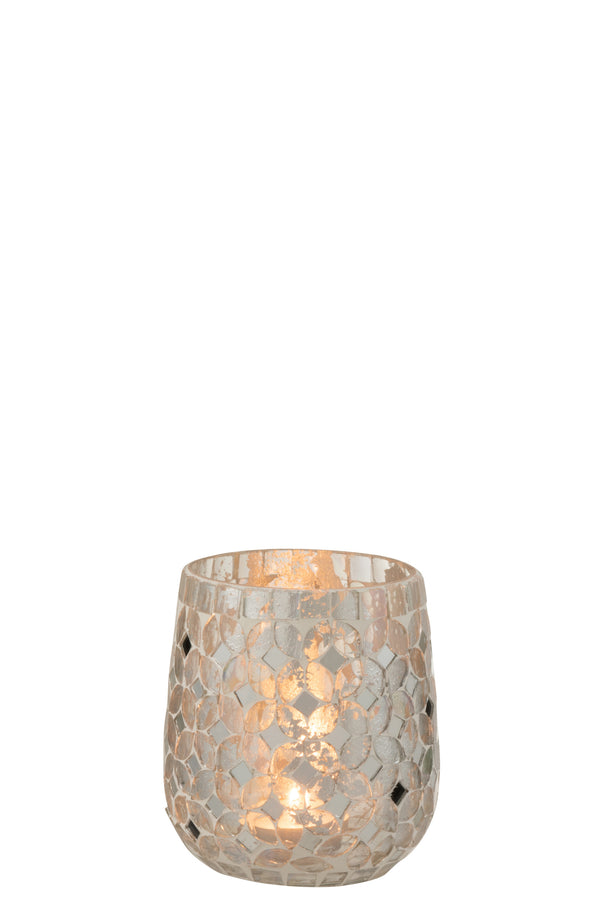 Windlicht Marrakesch, Dekoglas Mosaik, silber