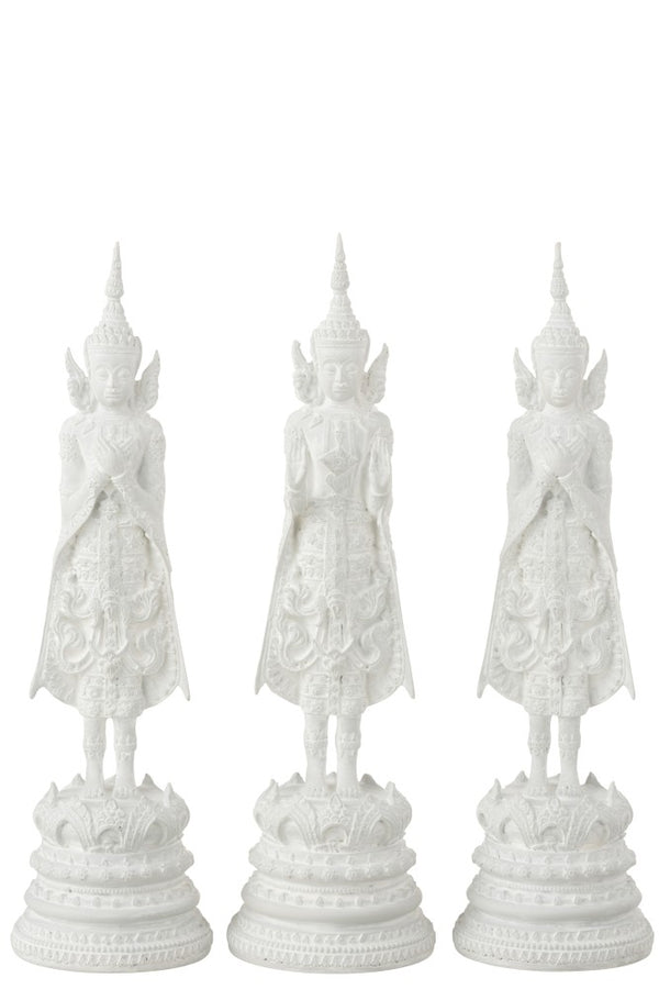 Buddha Figur Poly weiß (12.5x12.5x42cm)