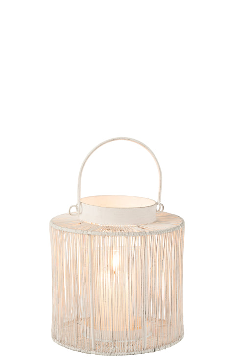 Boho Laterne, Windlicht Shabby klein, weiß