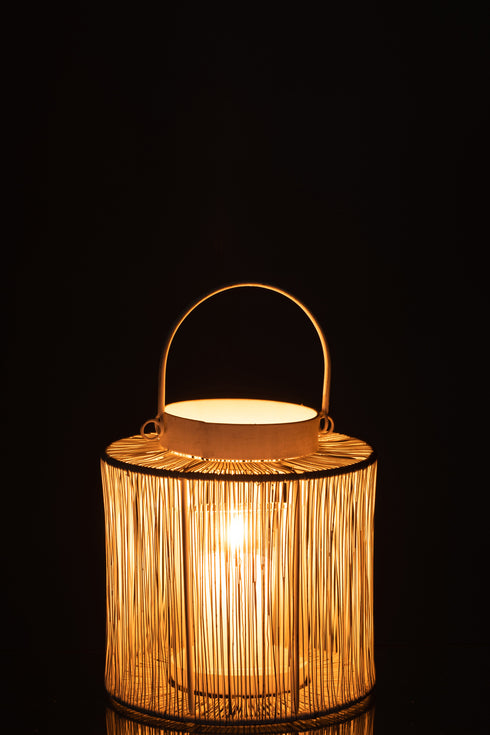 Boho Laterne, Windlicht Shabby klein, weiß