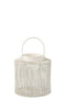 Boho Laterne, Windlicht Shabby klein, weiß
