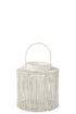 Boho Laterne, Windlicht Shabby klein, weiß