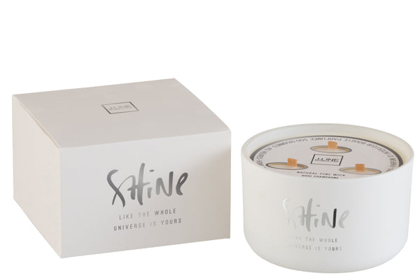 Edle Duftkerze "Shine" D:13,5cm, Duft golden honey, in Geschenkbox, weiß