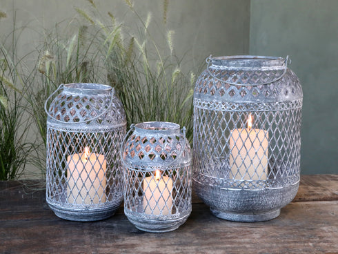 Windlicht Orientalisch, Ø10cm, grau