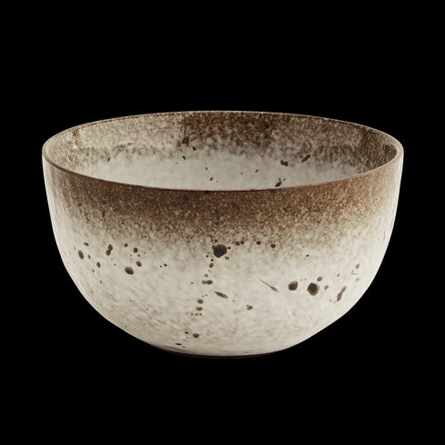 Madam Stoltz Müslischale, Bowl, Suppenschüssel, Aperoschale, weiß-braun, 15 x 8 cm