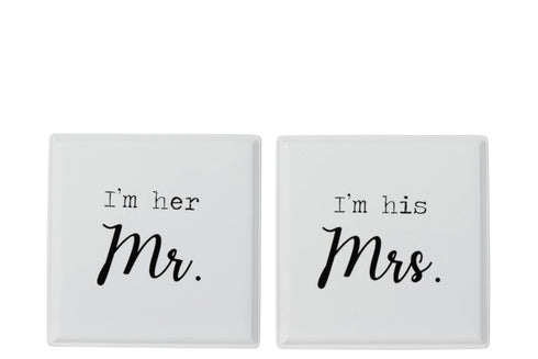 Metallschilder Set, Hochzeitsschilder, Mr. & Mrs., weiß