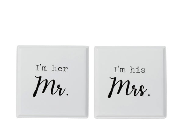Metallschilder Set, Hochzeitsschilder, Mr. & Mrs., weiß
