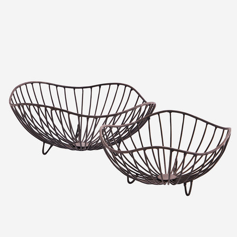 Madam Stolz Design Obstschalen 2er Set aus Metall, braun