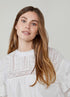 Summum Bluse langarm, mit Häkelspitze und Stehkragen, offwhite