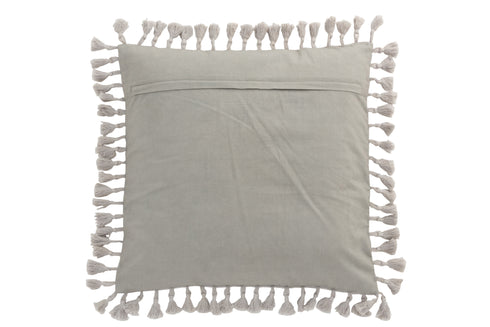 Samtkissen Marokko grau mit Folkloremuster, Pailletten und Quasten, 45x45cm