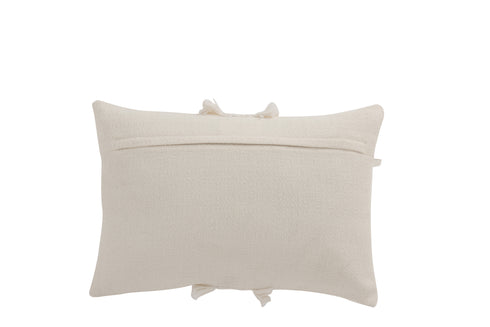 Boho Kissen weiß mit Fransen, Dekokissen Boho/Ibiza, 30x45x7cm