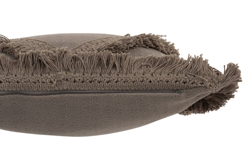 Boho Kissen braun mit Fransen 45x45cm, Boho/Ibiza