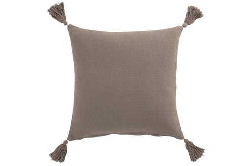 Elegantes Kissen Marrakesch, Kissen Mandala mit Stickerei und Quasten braun, 45x45cm