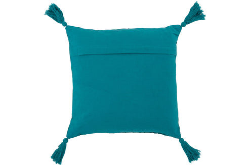 Boho Dekokissen Baumwolle Samt mit Quasten türkis, 45x45cm