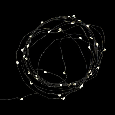 Madam Stoltz Deko Lichtgirlande Draht, LED Lichterkette 4m mit Batterie, schwarz