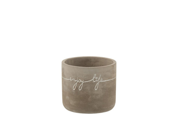 Blumentopf, Dekotopf Scandi, ENJOY, grau-weiß