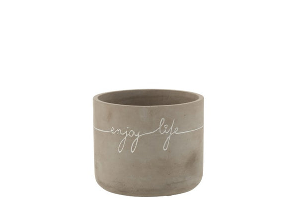 Blumentopf, Dekotopf Scandi, ENJOY, grau-weiß D16 H13cm